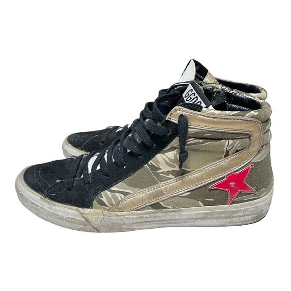 Golden Goose Suede & Canvas Camo Print Slides Size 37 EU 7 US - Picture 4 of 7